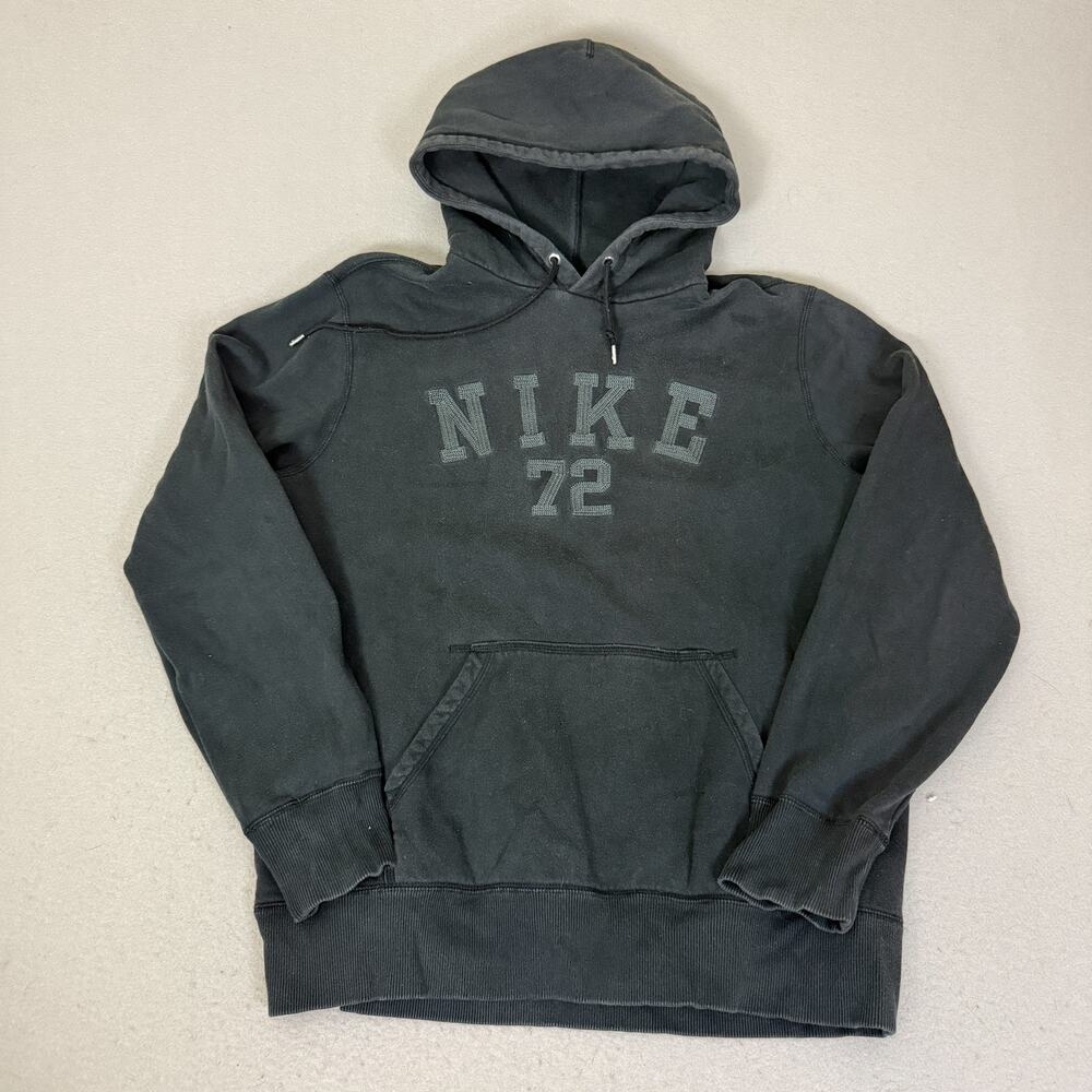 Nike Hoodie XL Black Pullover Sweatshirt Center Logo 72 Swoosh Casual